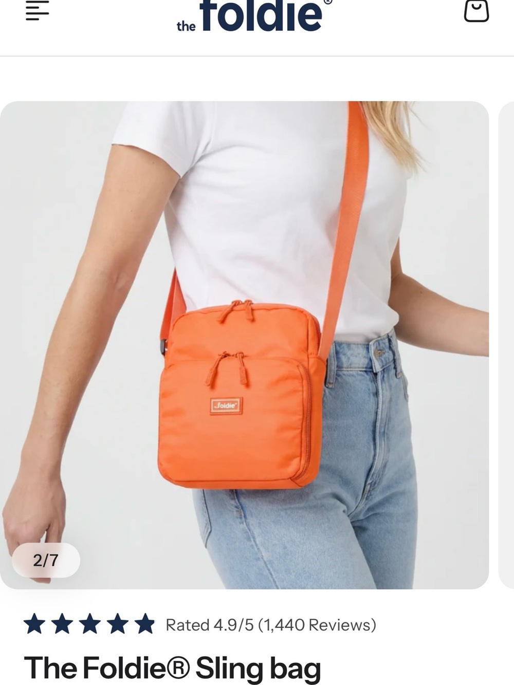 The Foldie Compact Crossbody Travel Bag in  Orange